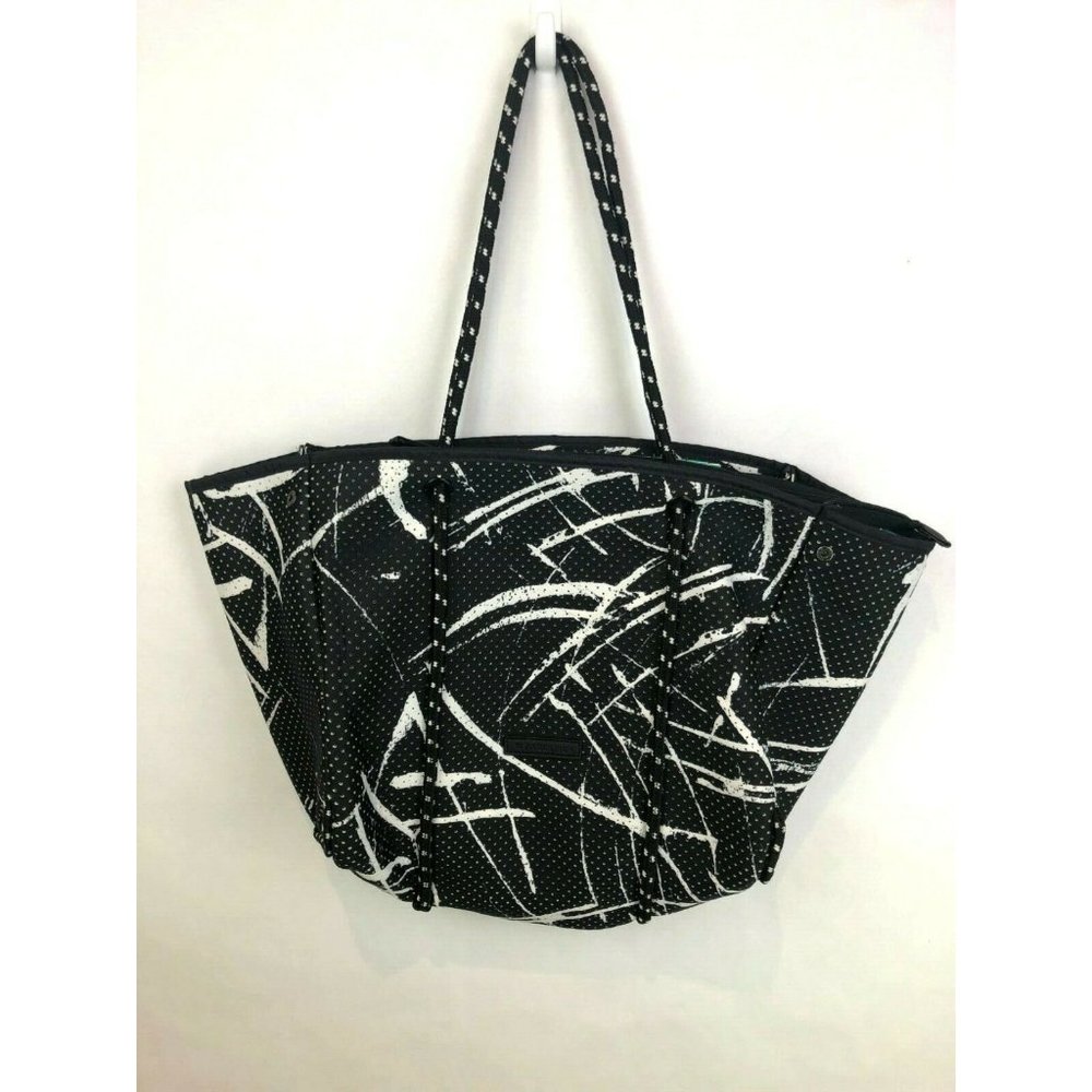 Fabletics Black White Mesh Soft Tote Large Workout